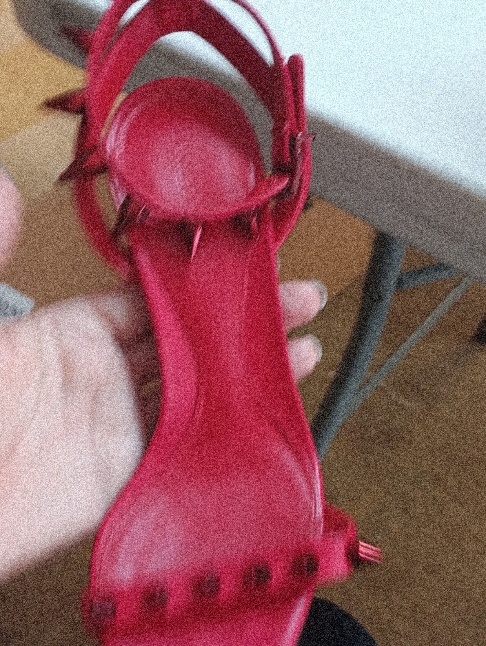 Alexander McQueen Red Studded Ankle-Strap Sandals